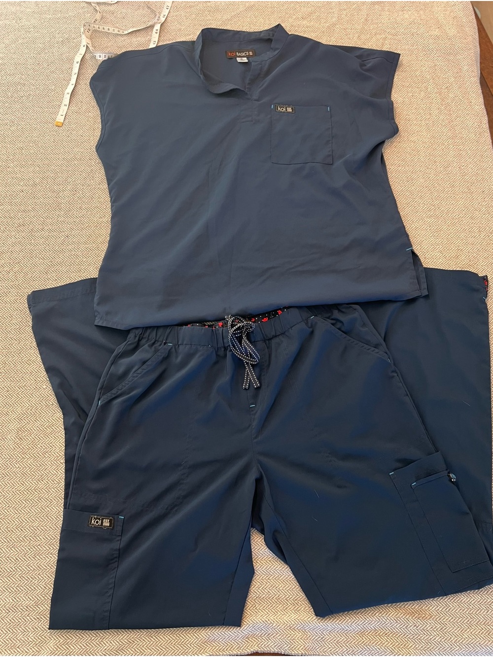 koi Navy Blue Medical Scrub Top and Drawstring Pants
